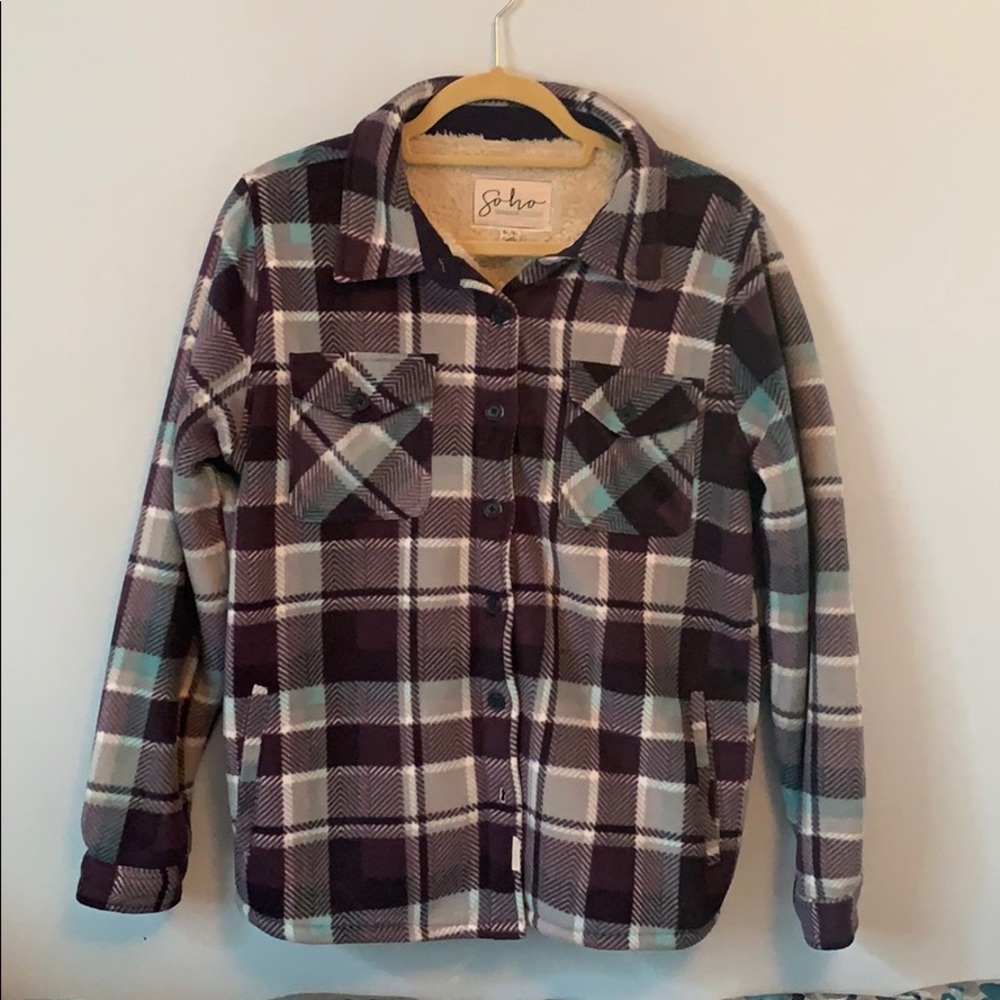 Faux Sherpa Lined Plaid Jacket